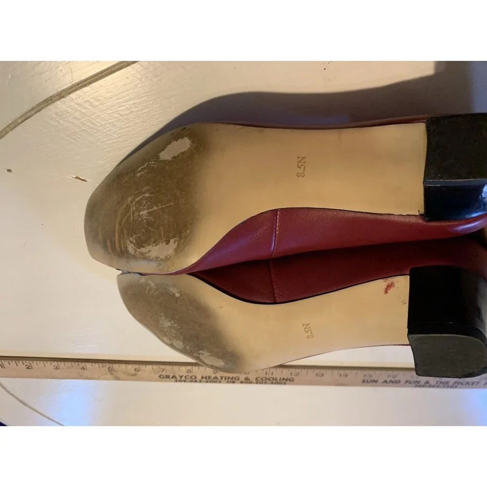 Auditions Vintage Leather Burgundy Black Cap Toe Womens Classic Retro Pumps 8.5N